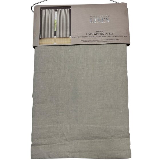 Pure Luxury Drapes Curtains Beige Natural Flax Linen Lined‎ Set Of 2 Panel 50x96 - Picture 2 of 12